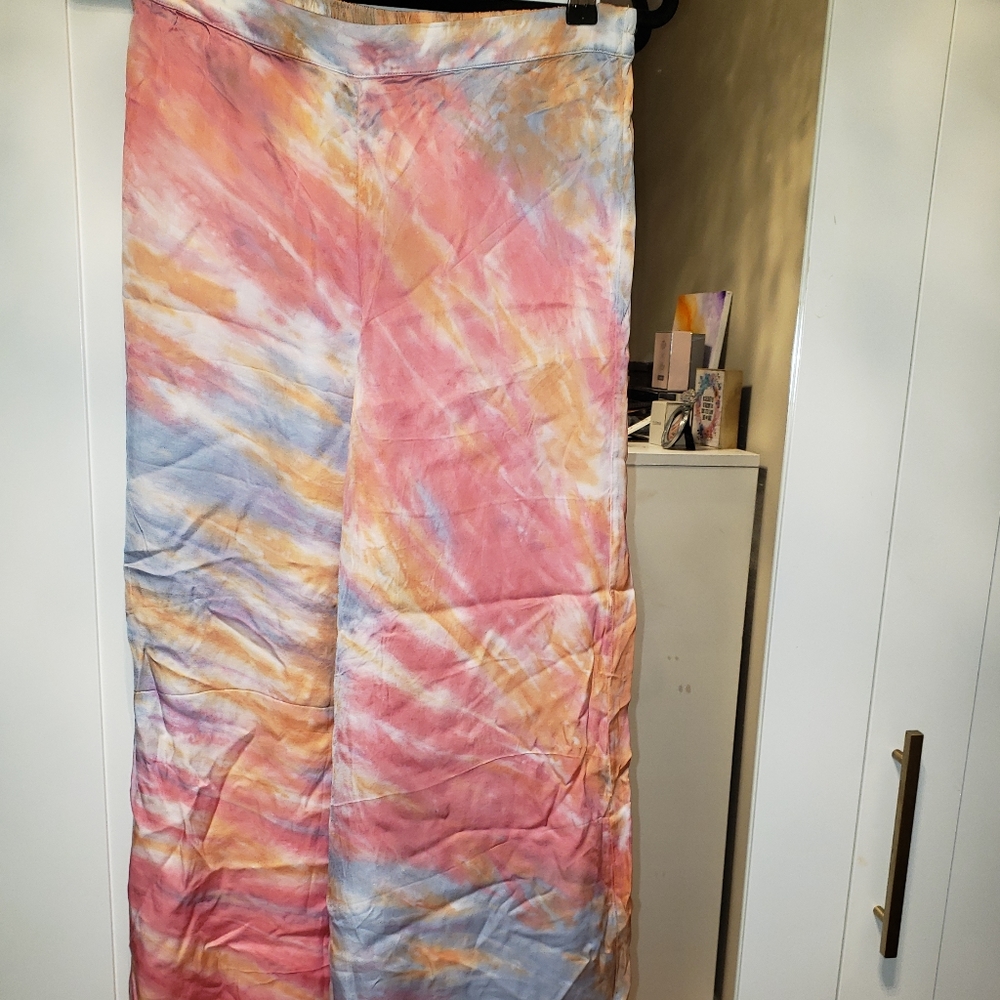 Tie-dye silk pants